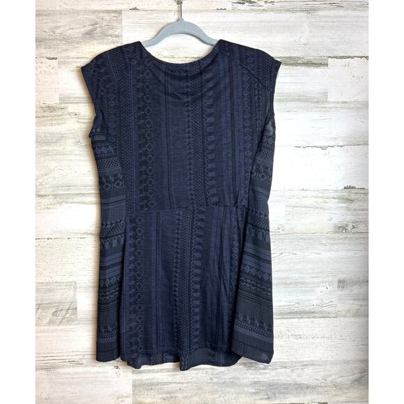 Anthropologie one September Women's XS Petite embroidered navy tunic blouse top - Picture 3 of 7